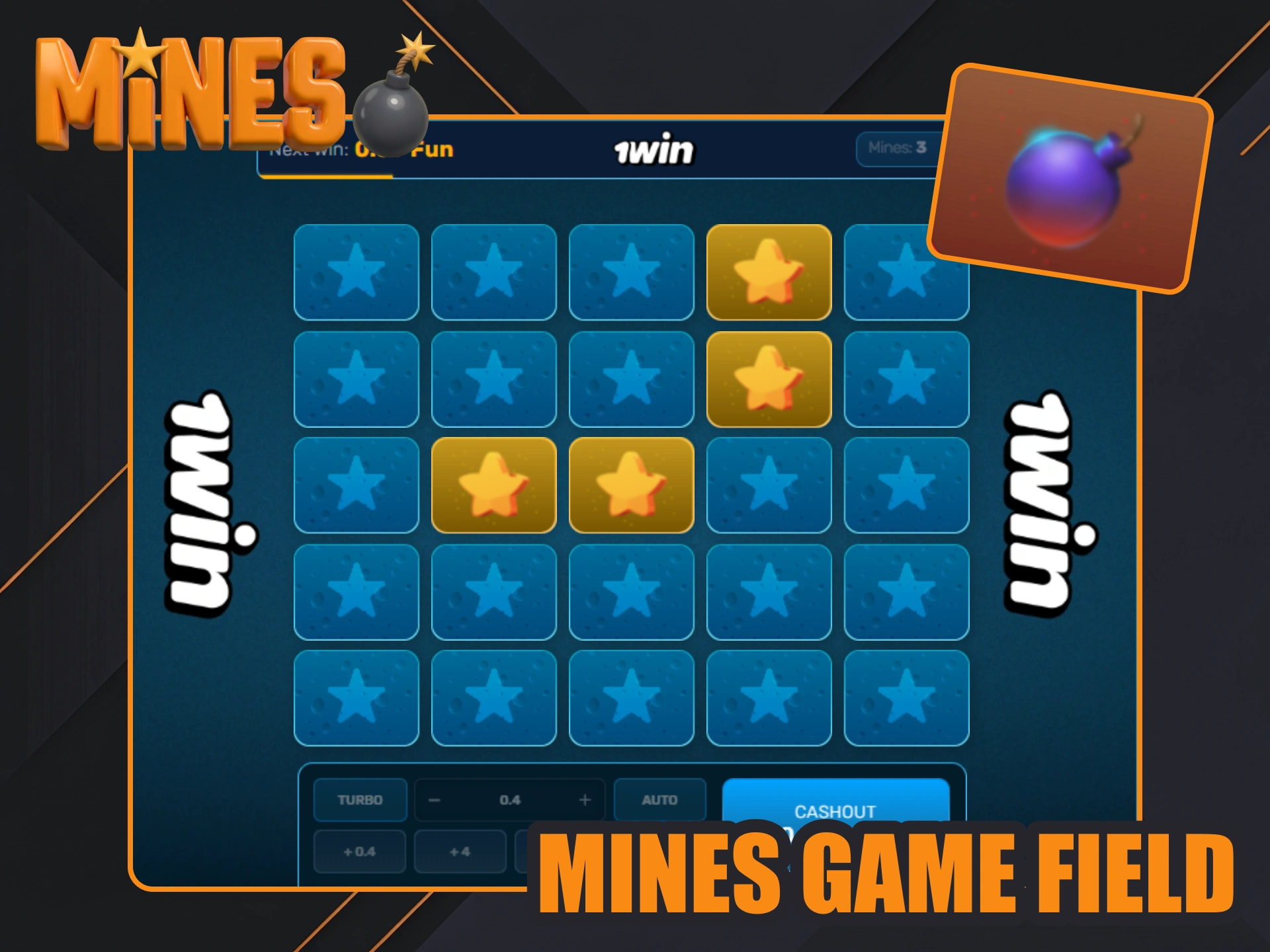 Play standart Mines gamefield size or change it anytime.