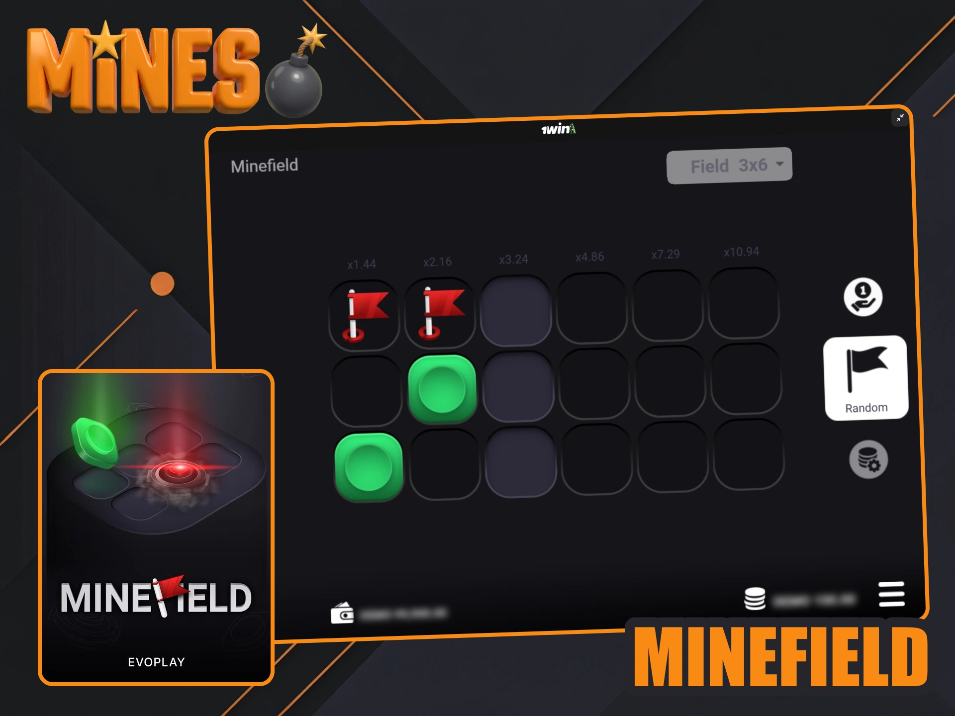 WIn big in Minefield game at 1win.