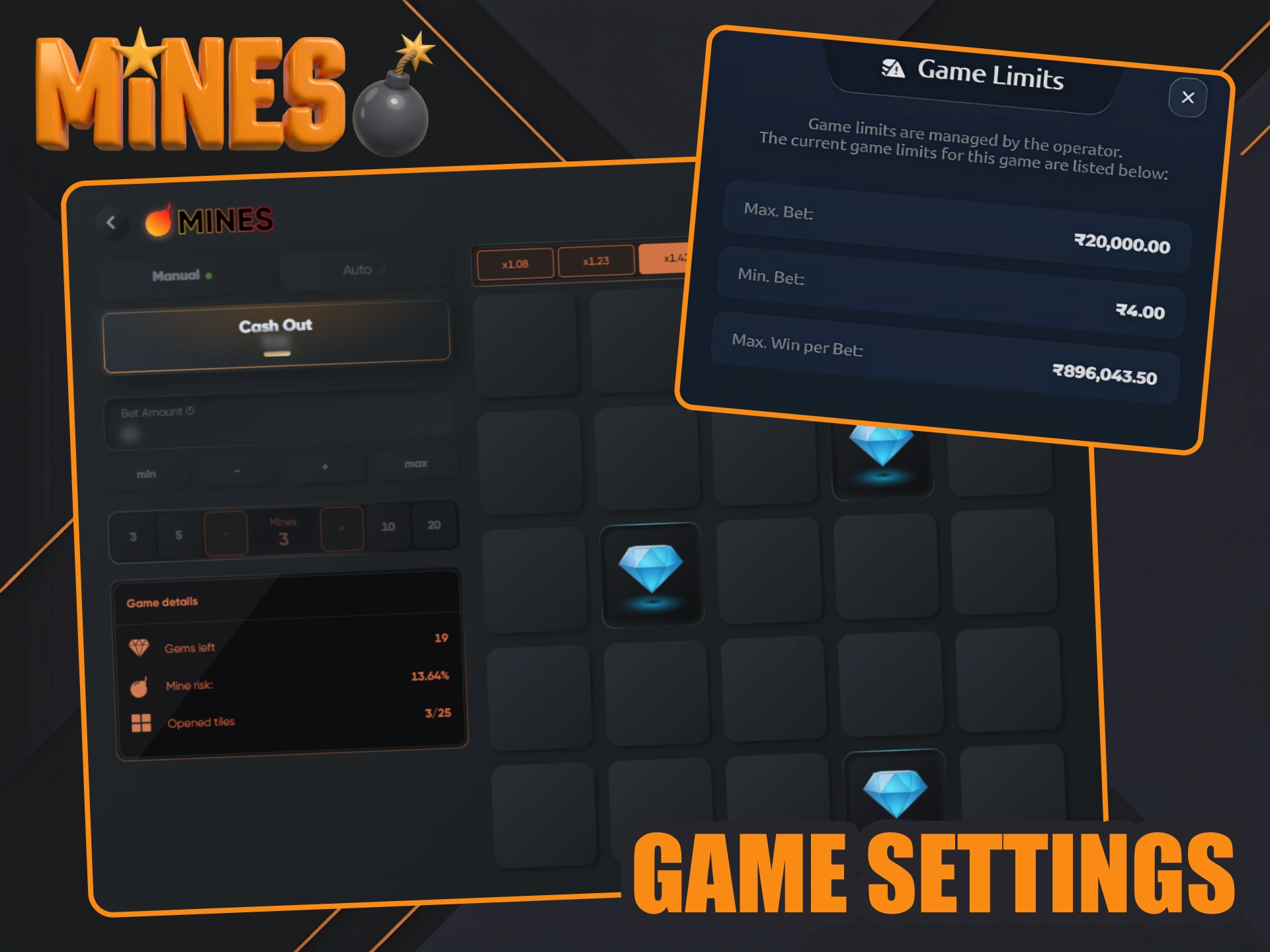 Set up Mines game according to your playstyle.