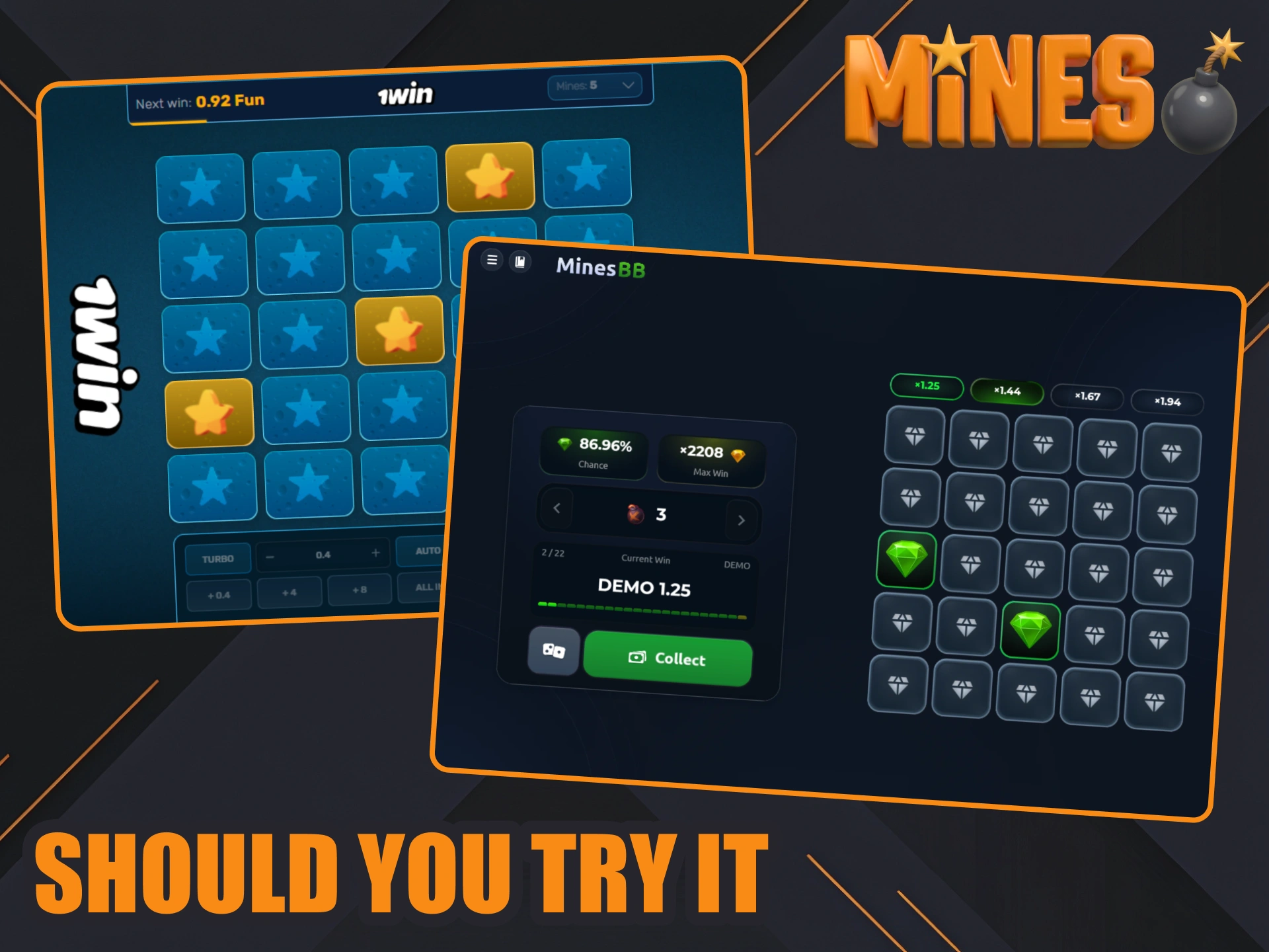 Enjoy fast and simple Mines games at 1win.