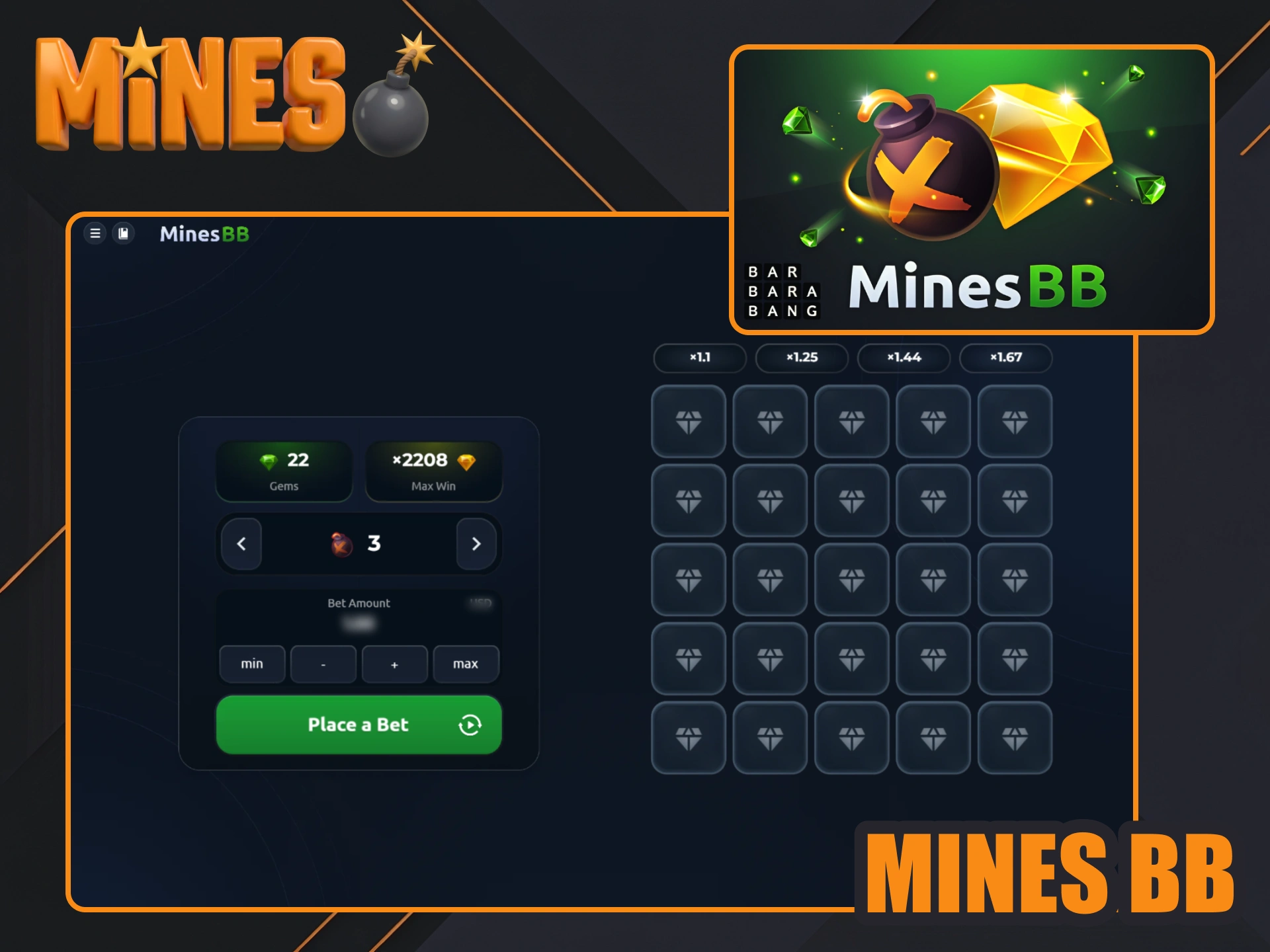 Try out Mines BB at 1xBet.