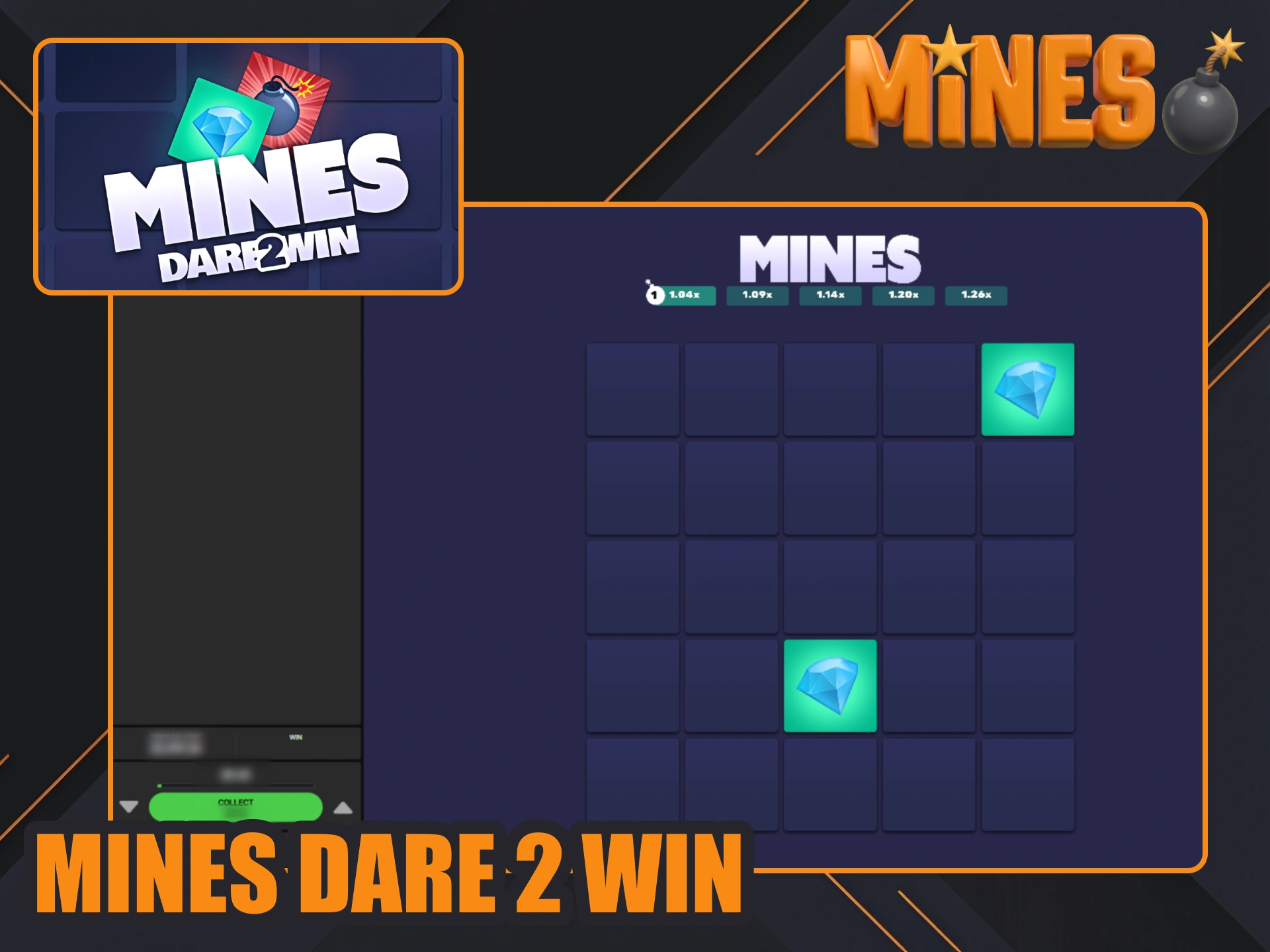 Play Mines Dare 2 WIn at 1xBet and test your luck.