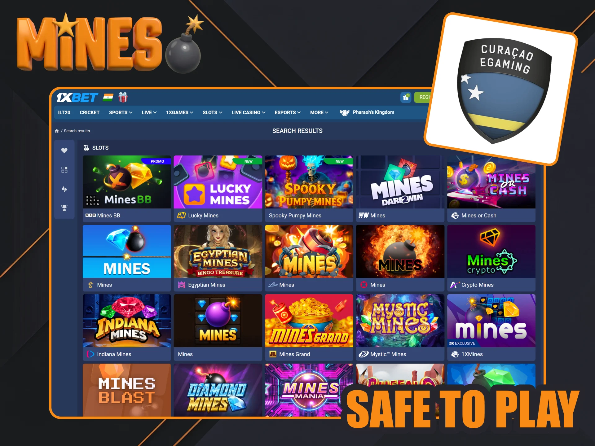 Play Mines safe and secure at 1xBet.