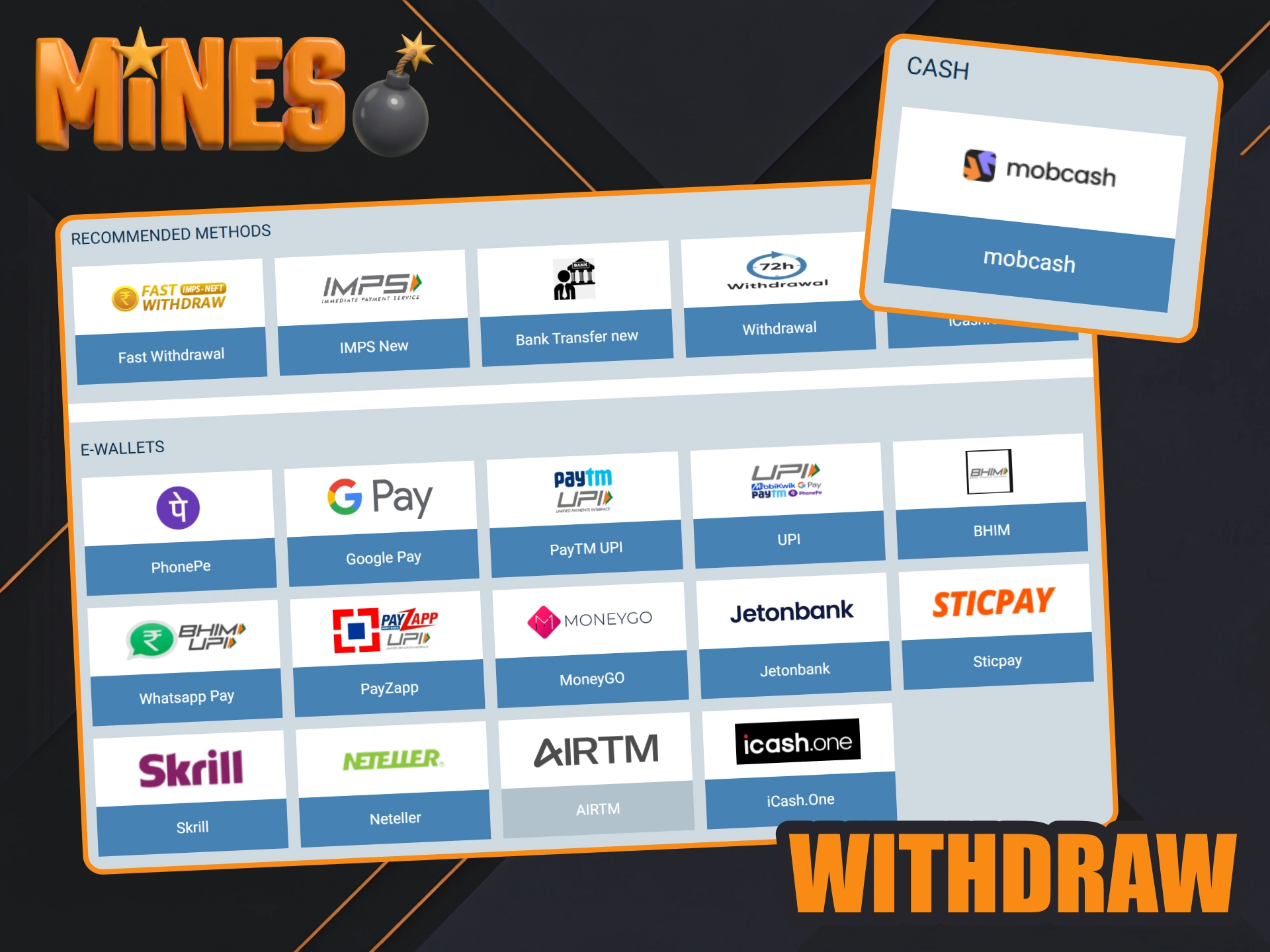 Get your Mines winnings just in few steps.
