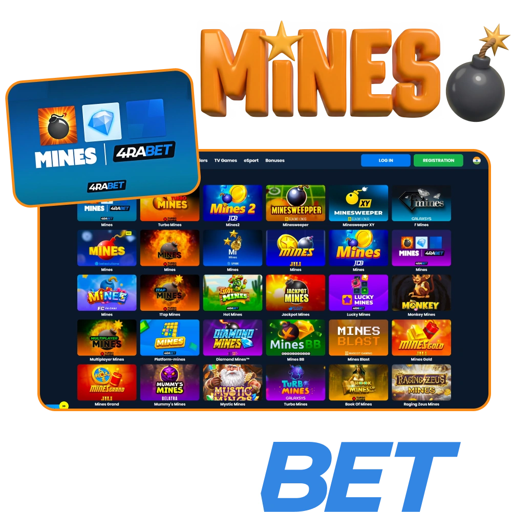Get an amazig Mines games experience with 4rabet Casino.