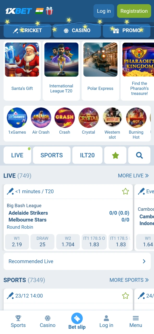 Play Mines games from 1xBet app.