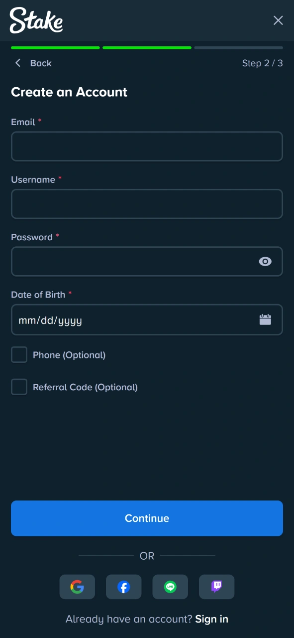 Register at Stake to get money from Mines games.
