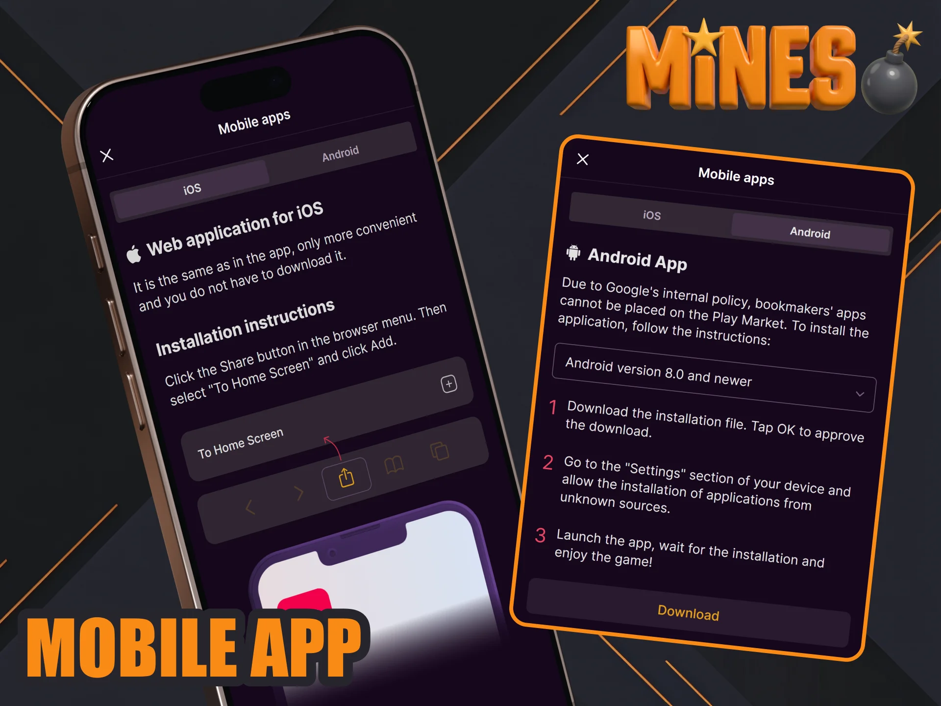 Get Batery mobile app to run Mines games fast and smooth.