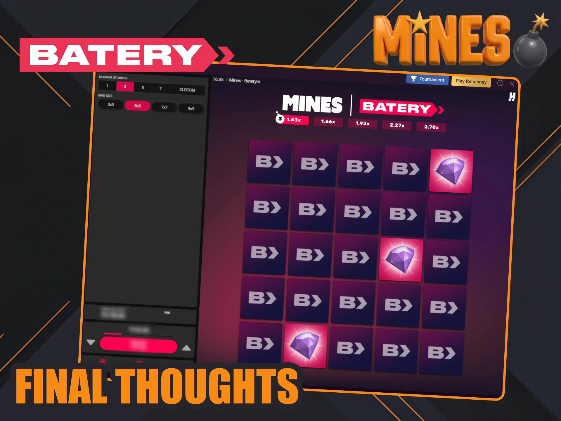 Read about Batery Mines game and try it out yourself.