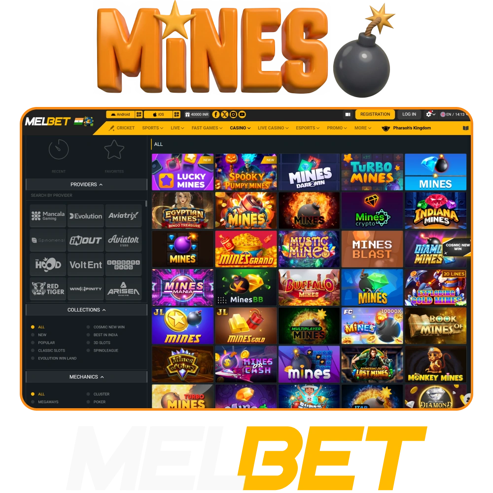 Get an exciting experience playing Melbet Mines games.
