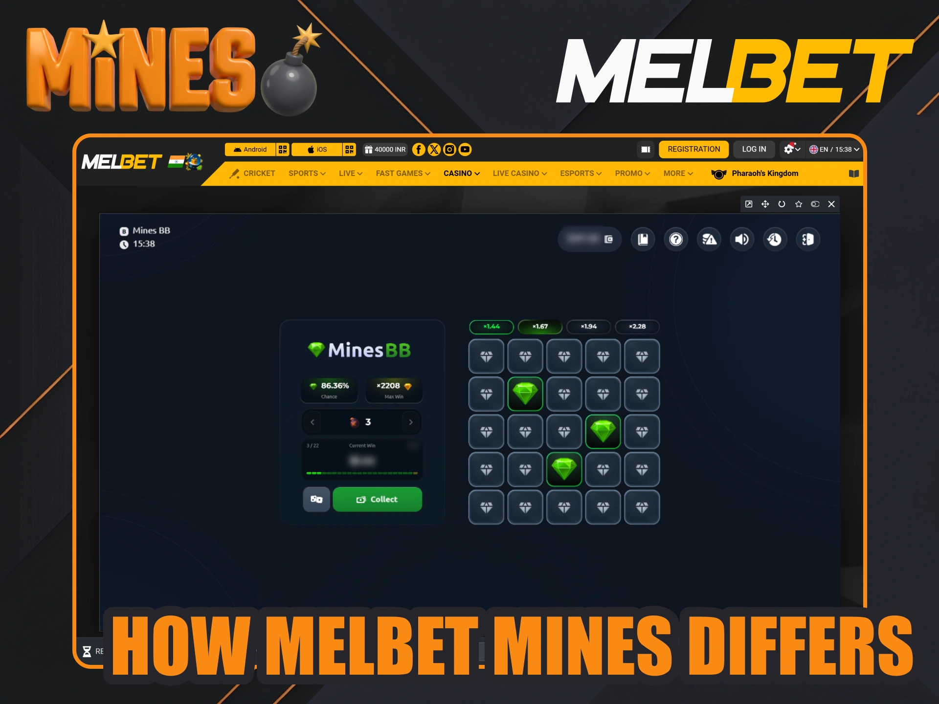 Take a control on your risks in Melbet Mines games.
