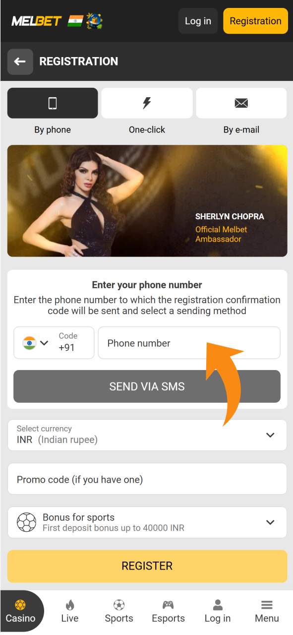 Create a Melbet account or log in to play Mines.