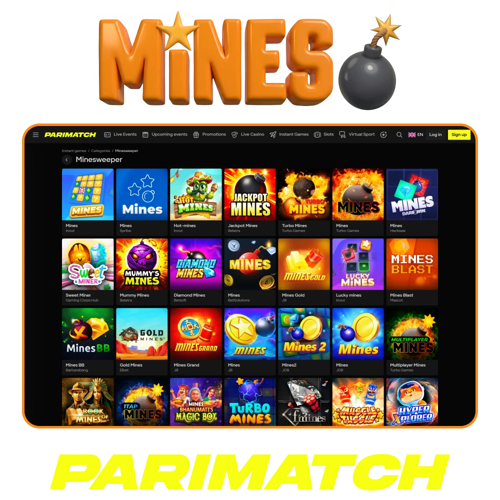 Try playing Mines games at official Parimatch casino.