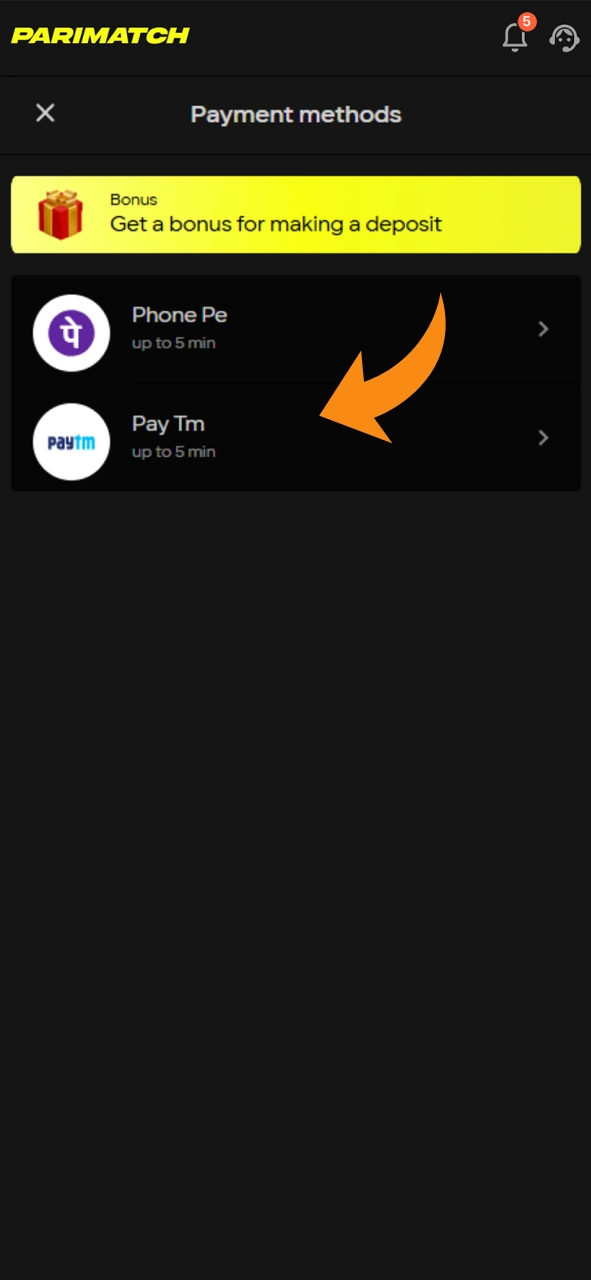 Make a deposit to start playing Parimatch Mines games.