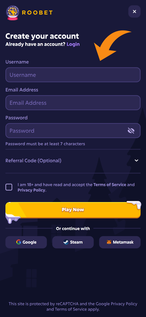 Create account or login at Roobet to start playing Mines games.