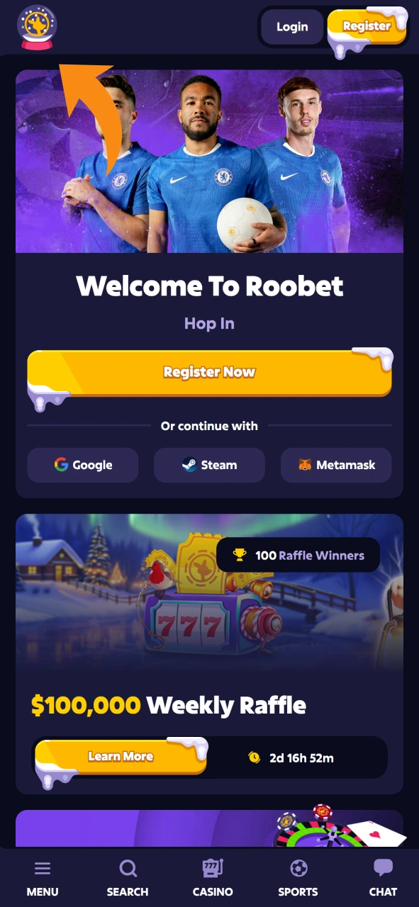 Visit Roobet websie to start playing Mines games.