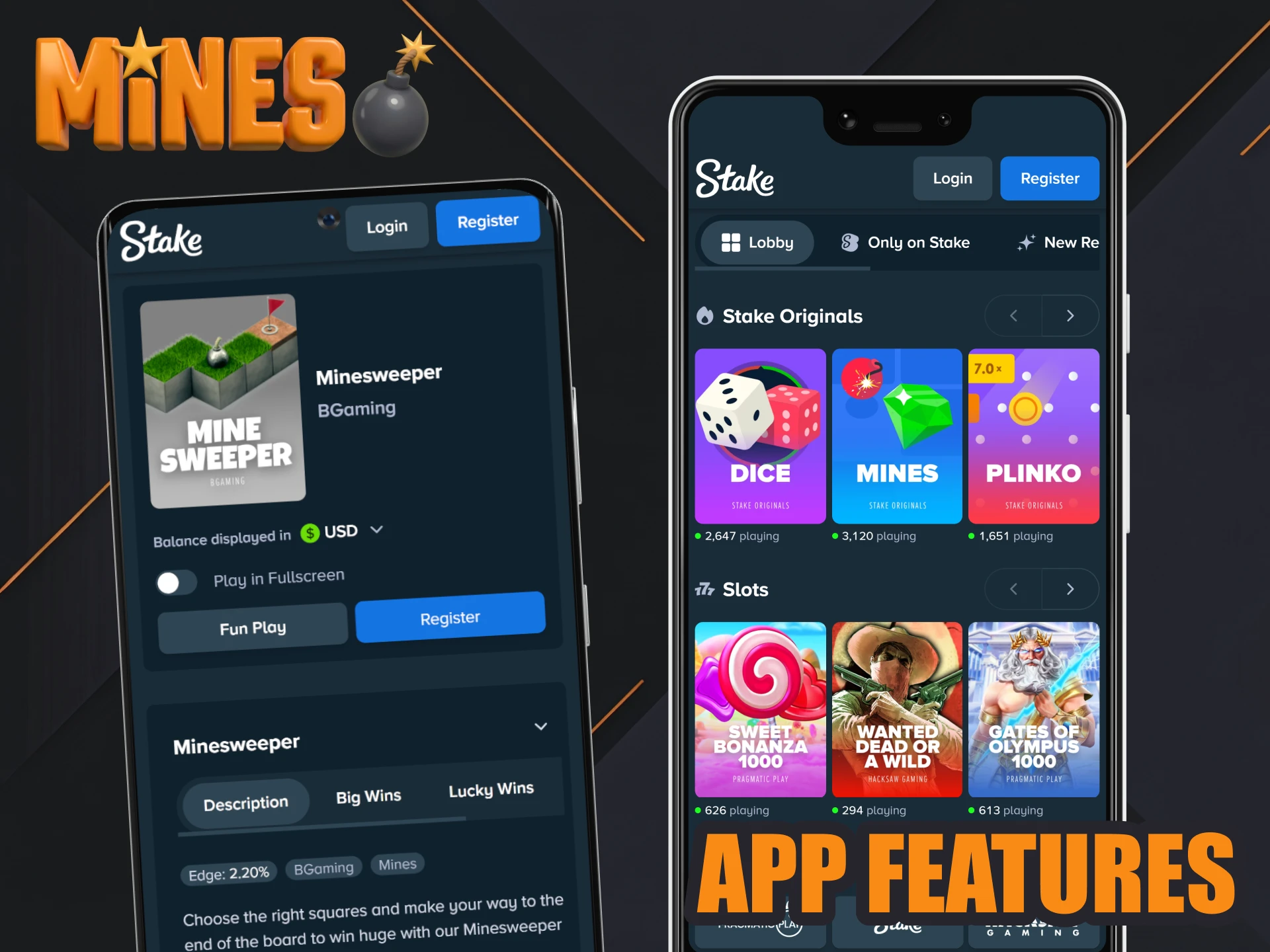 Explore the advanced features of the Stake Android app for Mines.