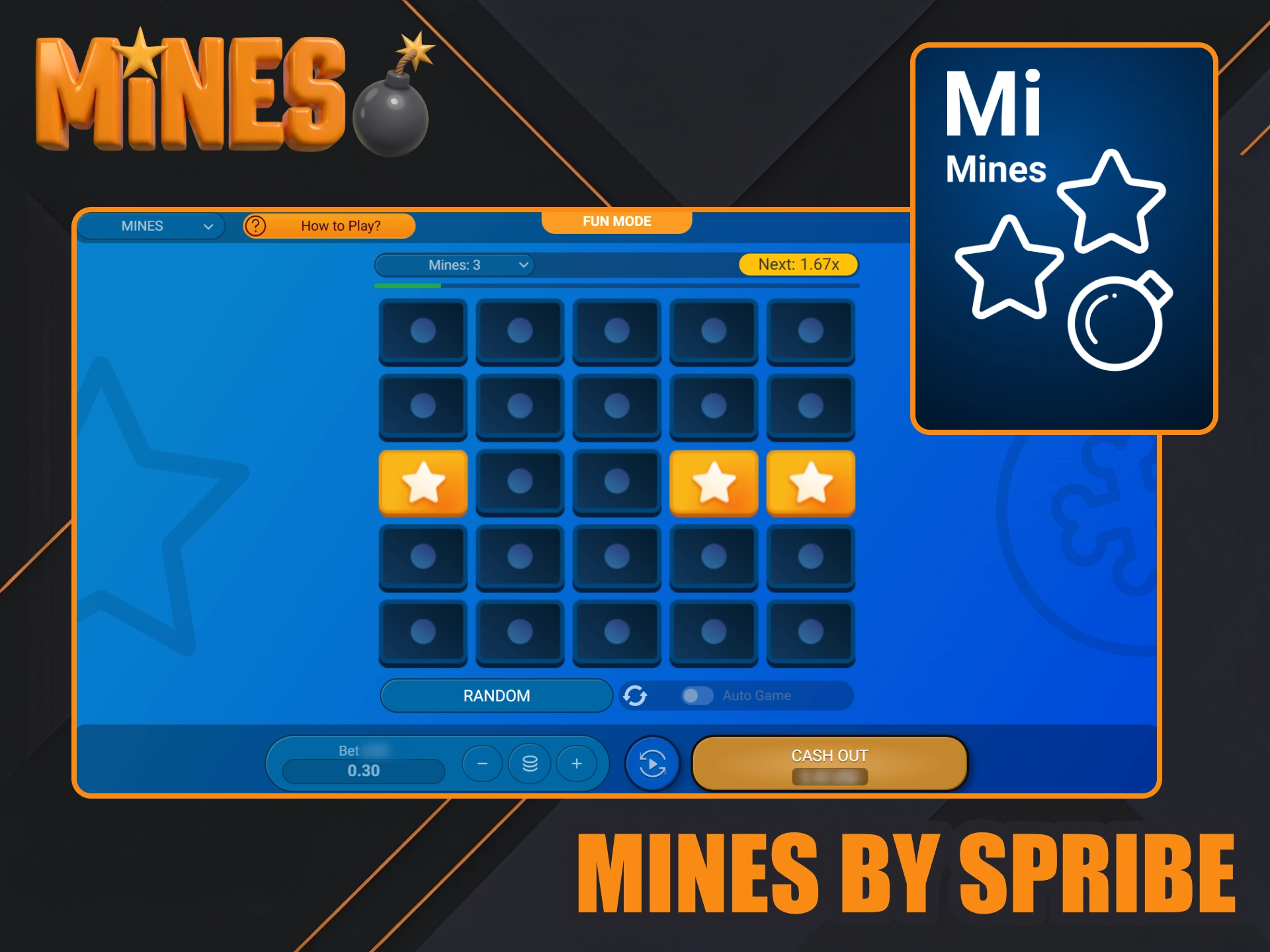 Bet on the popular Spribe Mines at Stake.