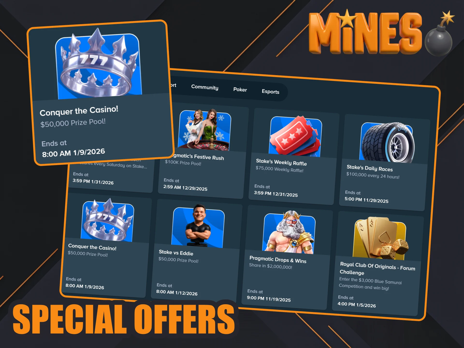 Activate special welcome offers to start playing Mines at Stake.