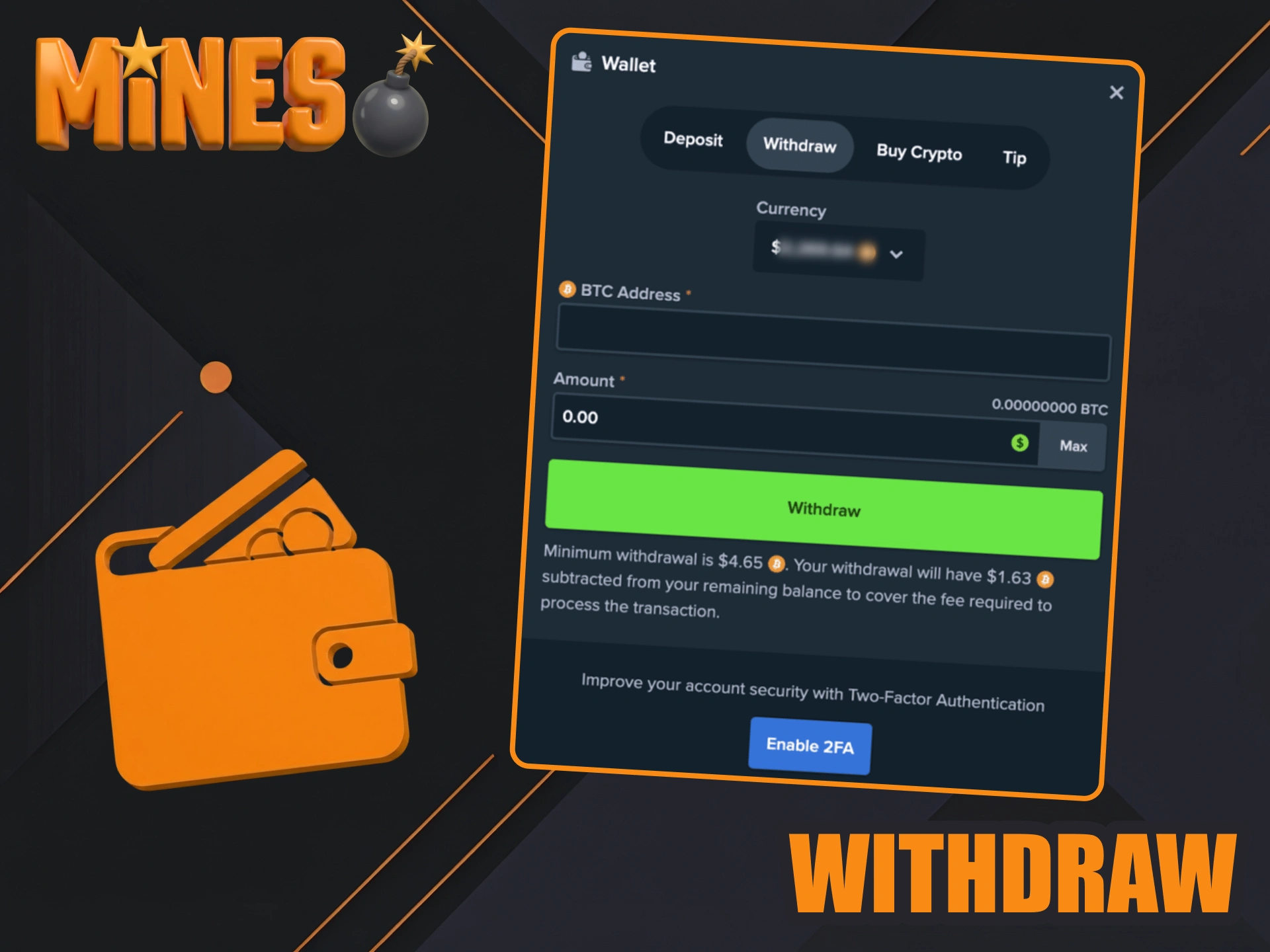 Learn how to withdraw your winnings from the Stake Mines game.